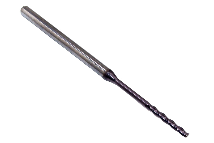 1740-0700L1000 Kyocera 0.0700" Carbide 3 Flute End Mill 1.00" Extended Reach ALTiN Coated 0.0700" Diameter 0.500" Flute 2.5" Length 0.125" Shank