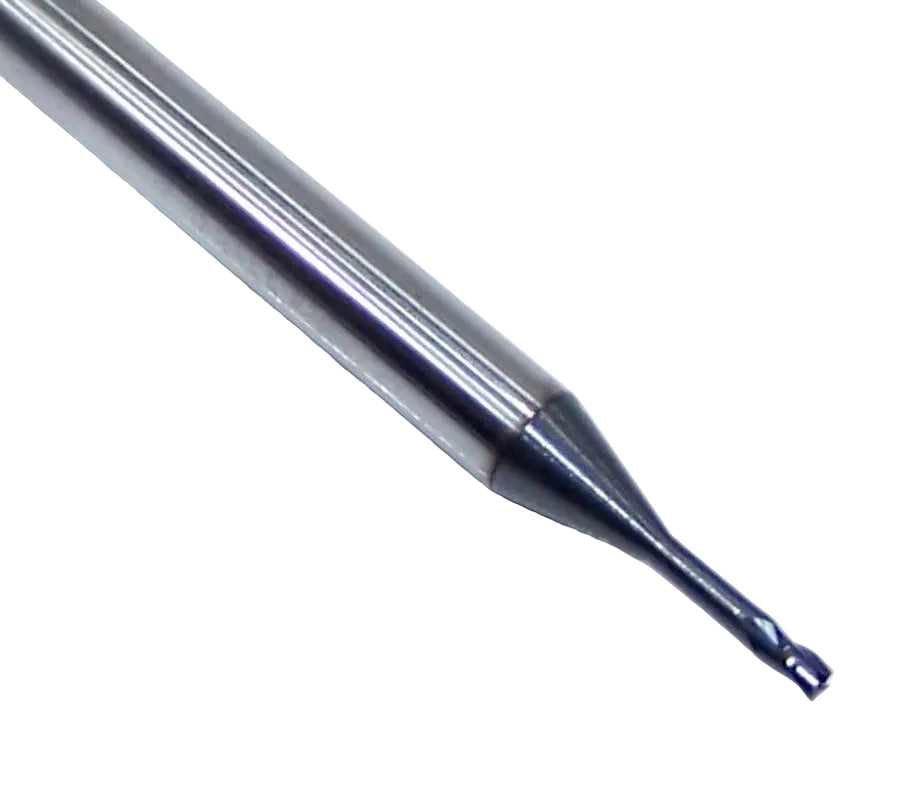 1742-0400L203 Kyocera 0.0400" Carbide 3 Flute End Mill Extended Reach ALTiN Coated 0.0400" Diameter 0.203" Flute 2.5" Length 0.125" Shank