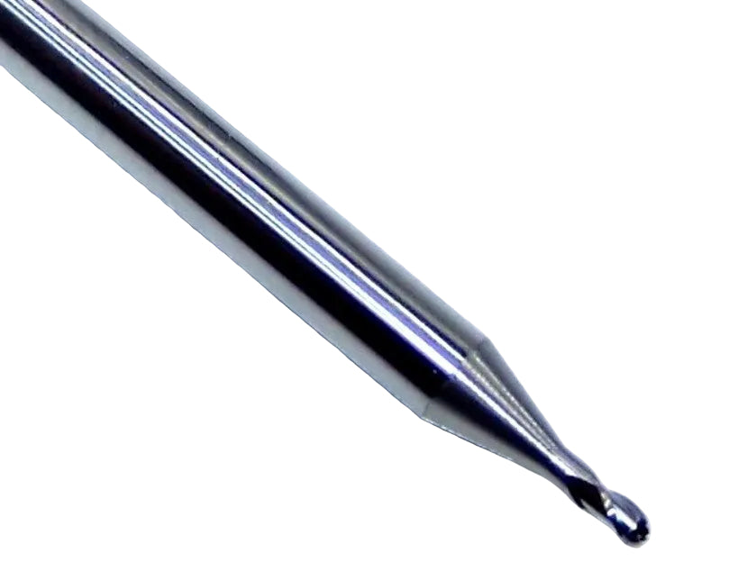 1755-0469.141 Kyocera 3/64" Carbide 3 Flute End Mill .141" Extended Reach Ball End 0.0469" Diameter 0.070" Flute 2.5" Length 0.125" Shank