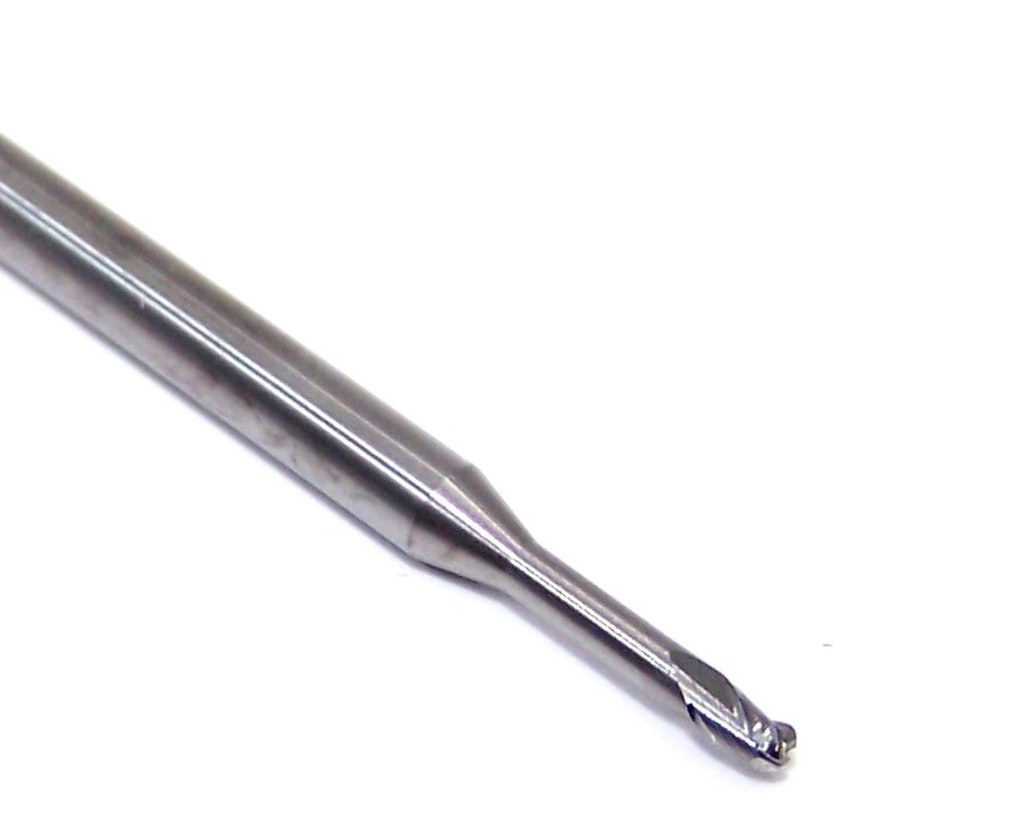 1755-0700.375 Kyocera 0.0700" Carbide 3 Flute End Mill .375" Extended Reach Ball End 0.0700" Diameter 0.105" Flute 2.5" Length 0.125" Shank