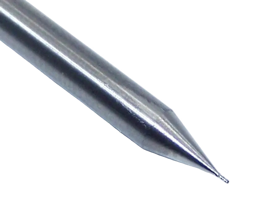 1810-0100.030 Kyocera 0.0100" Carbide 4 Flute End Mill 0.0100" Diameter 0.030" Flute 1.5" Length 0.125" Shank