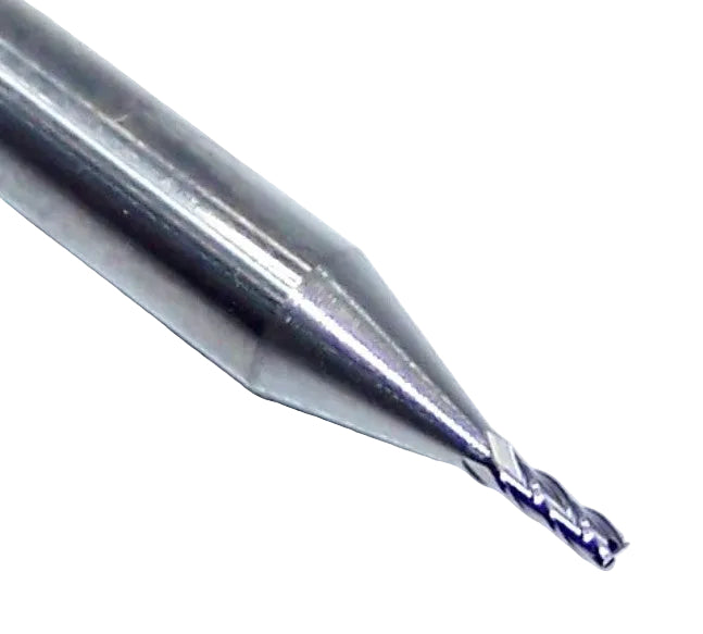 1810-0315.095 Kyocera 0.8mm Carbide 4 Flute End Mill 0.0315" Diameter 0.0950" Flute 1.5" Length 0.1181" Shank