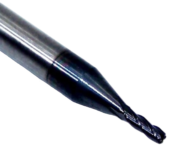 1813-0450L135CR Kyocera 0.045" Carbide 4 Flute End Mill 0.010" Radius ALTiN Coated 0.0450" Diameter 0.1250" Flute 1.5" Length 0.1250" Shank
