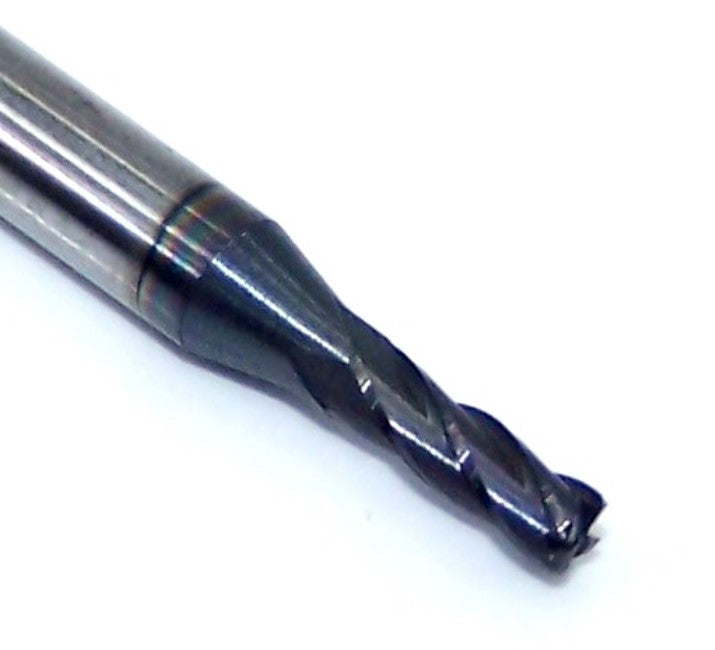 1813-0750L225CR Kyocera 0.075" Carbide 4 Flute End Mill 0.010" Radius ALTiN Coated 0.0750" Diameter 0.225" Flute 1.5" Length 0.1250" Shank
