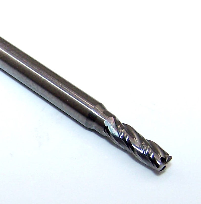 1813-1000.300CR Kyocera 0.100" Carbide 4 Flute End Mill 0.015" Radius 0.1000" Diameter 0.1250" Flute 1.5" Length 0.1250" Shank