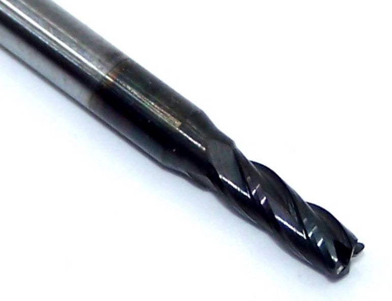 1813-1000D300CR Kyocera 0.100" Carbide 4 Flute End Mill 0.015" Radius DLC Coated 0.1000" Diameter 0.1250" Flute 1.5" Length 0.1250" Shank