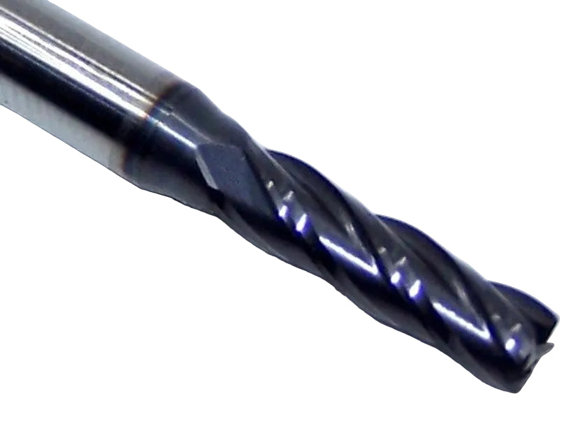 1813-1562L562CR Kyocera 5/32" Carbide 4 Flute End Mill 0.015" Radius ALTiN Coated 0.1562" Diameter 0.1875" Flute 2" Length 0.1875" Shank