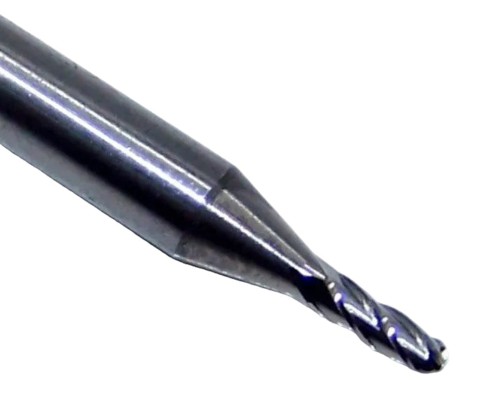 1825-0530.159 Kyocera 0.0530" Carbide 4 Flute End Mill Ball End 0.0530" Diameter 0.159" Flute 1.50" Length 0.125" Shank