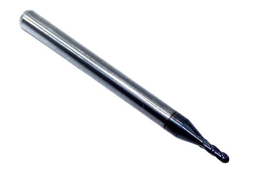 1825-0530L159 Kyocera 0.0530" Carbide 4 Flute End Mill Ball End AlTiN Coated 0.0530" Diameter 0.159" Flute 1.50" Length 0.125" Shank