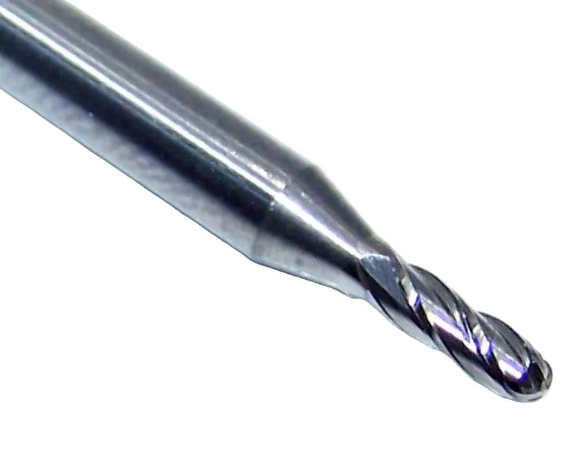 1825-0700.210 Kyocera 0.0700" Carbide 4 Flute End Mill Ball End 0.0700" Diameter 0.210" Flute 1.50" Length 0.125" Shank