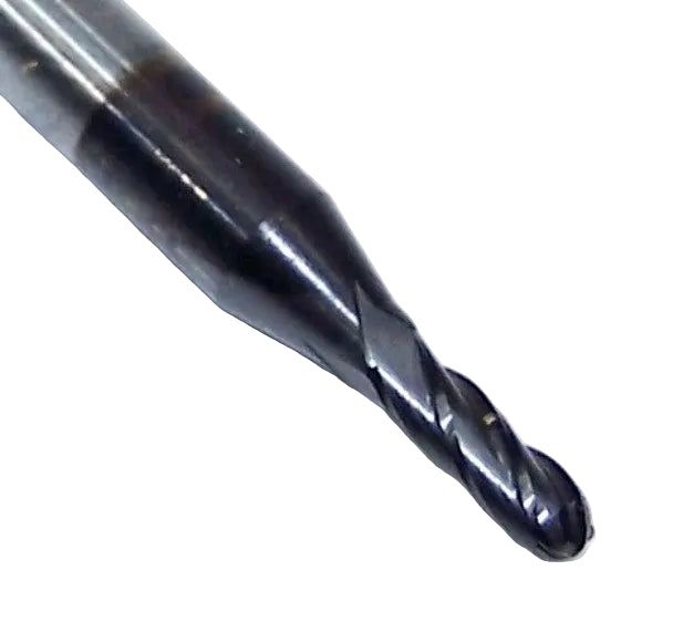 1825-0700D210 Kyocera 0.0700" Carbide 4 Flute End Mill Ball End DLC Coated 0.0700" Diameter 0.210" Flute 1.5" Length 0.125" Shank