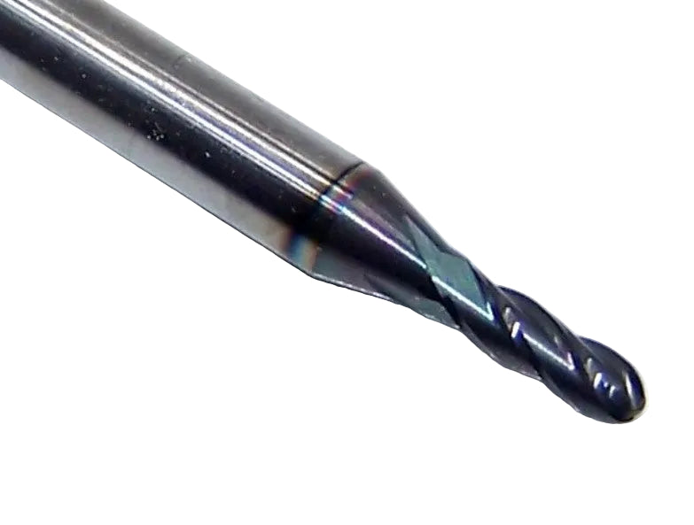 1825-0700L210 Kyocera 0.0700" Carbide 4 Flute End Mill Ball End ALTiN Coated 0.0700" Diameter 0.210" Flute 1.5" Length 0.125" Shank