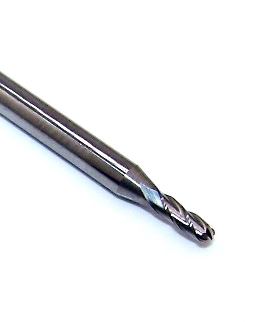 1825-0748.224 Kyocera 1.90mm Carbide 4 Flute End Mill Ball End 0.0748" Diameter 0.2240" Flute 1.5" Length 0.1181" Shank