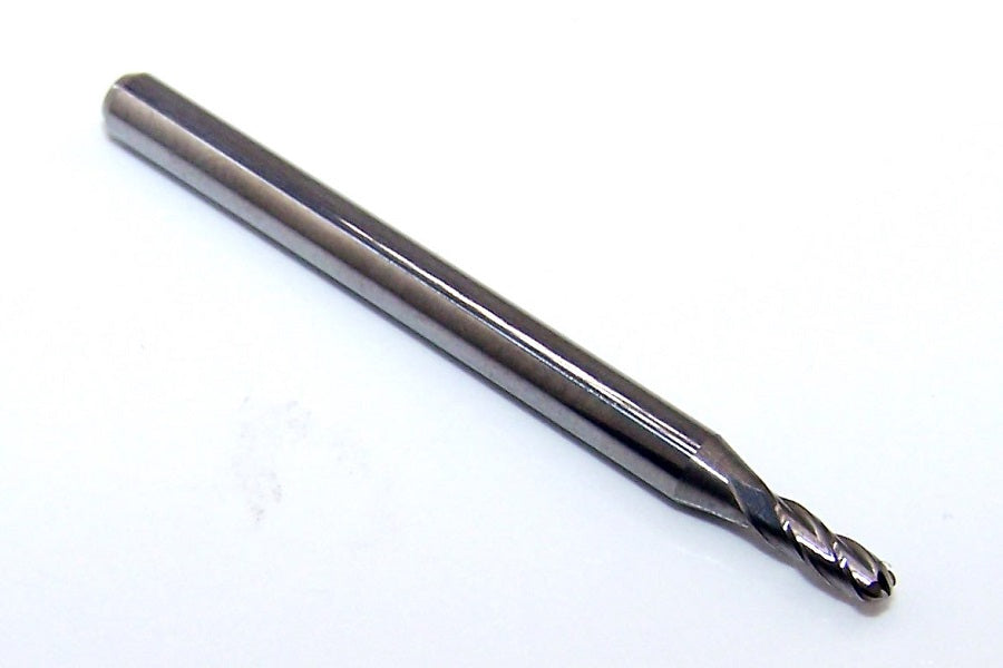 1825-0748.224 Kyocera 1.90mm Carbide 4 Flute End Mill Ball End 0.0748" Diameter 0.2240" Flute 1.5" Length 0.1181" Shank