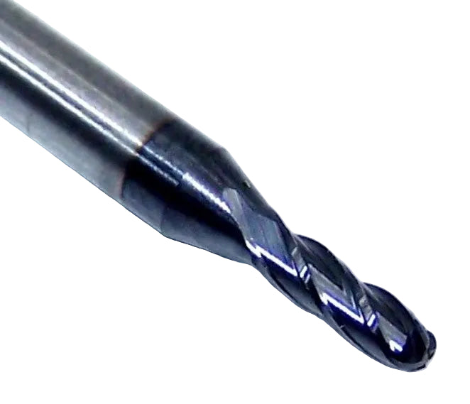 1825-0750L225 Kyocera 0.0750" Carbide 4 Flute End Mill Ball End ALTiN Coated 0.0750" Diameter 0.225" Flute 1.50" Length 0.125" Shank