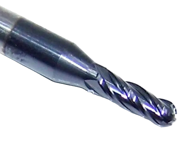 1825-0800L240 Kyocera 0.0800" Carbide 4 Flute End Mill Ball End  ALTiN Coated 0.0800" Diameter 0.240" Flute 1.50" Length 0.125" Shank