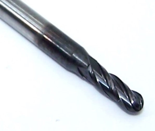 1825-1000D300 Kyocera 0.1000" Carbide 4 Flute End Mill Ball End DLC Coated 0.1000" Diameter 0.300" Flute 1.5" Length 0.125" Shank