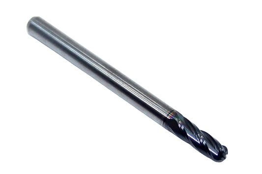 1825-1181L355 Kyocera 3.00mm Carbide 4 Flute End Mill Ball End ALTiN Coated 0.1181" Diameter 0.355" Flute 1.5" Length 0.125" Shank