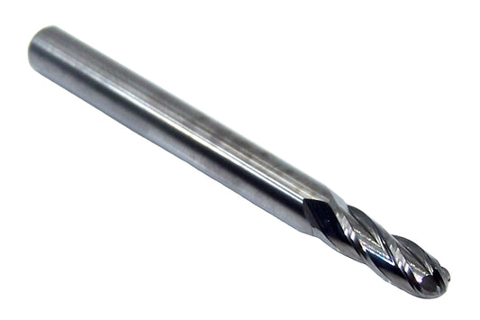 1825-2188.625 Kyocera 7/32" Carbide 4 Flute End Mill Ball End 0.2188" Diameter 0.625" Flute 2.5" Length 0.25" Shank