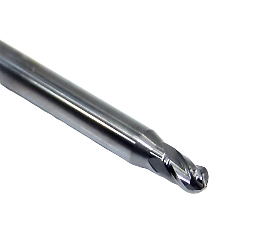 1835-0950.142 Kyocera .0950" Carbide 4 Flute End Mill Stub Flute Ball End .0950" Diameter .142" Flute 1.50" Length .125" Shank