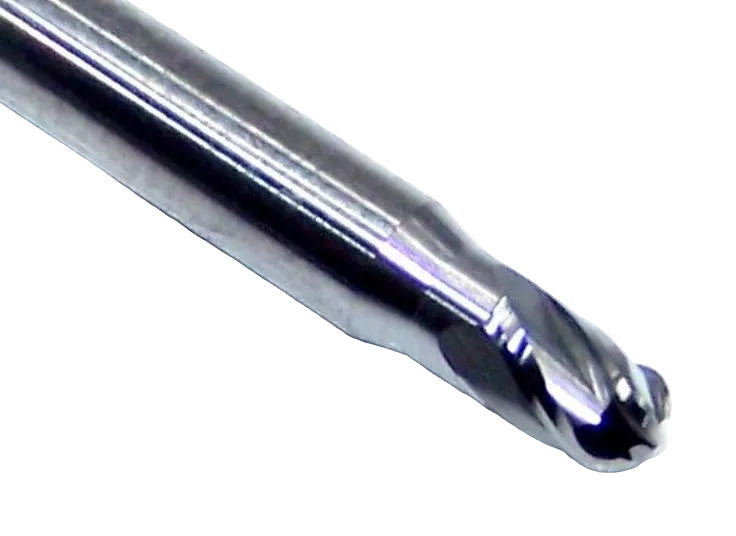 1835-1000.150 Kyocera .1000" Carbide 4 Flute End Mill Stub Flute Ball End .1000" Diameter .150" Flute 1.50" Length .125" Shank