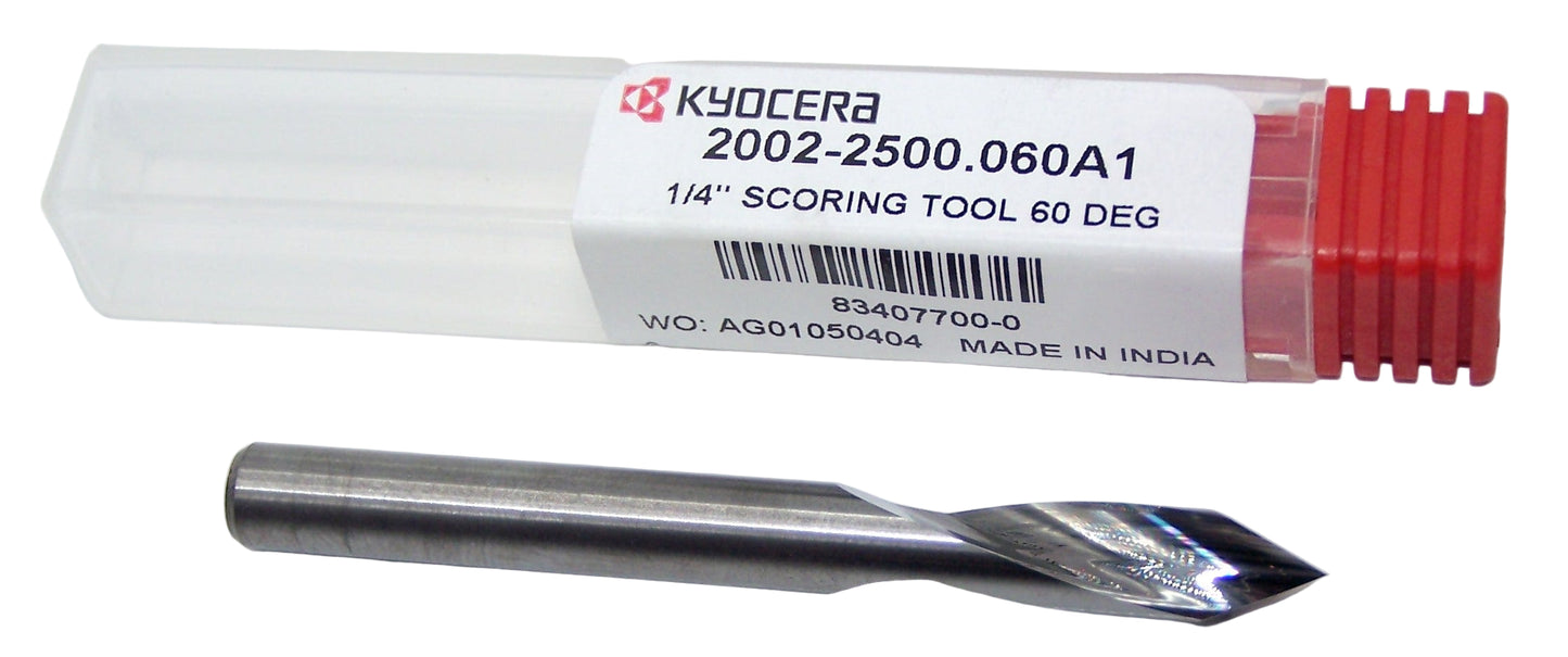 2002-2500.060A1 Kyocera 1/4" Carbide Chamfer and Engraving Bit 60° Included Point 2 FLUTE .250" Diameter 2.50" Length .250" Shank