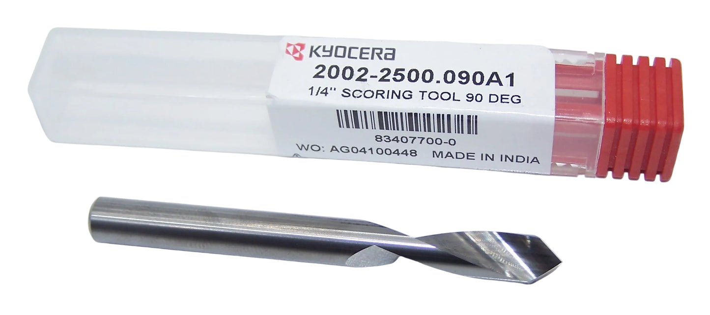 2002-2500.090A1 Kyocera 1/4" Carbide Chamfer and Engraving Bit 90° Included Point 2 FLUTE .250" Diameter 2.50" Length .250" Shank