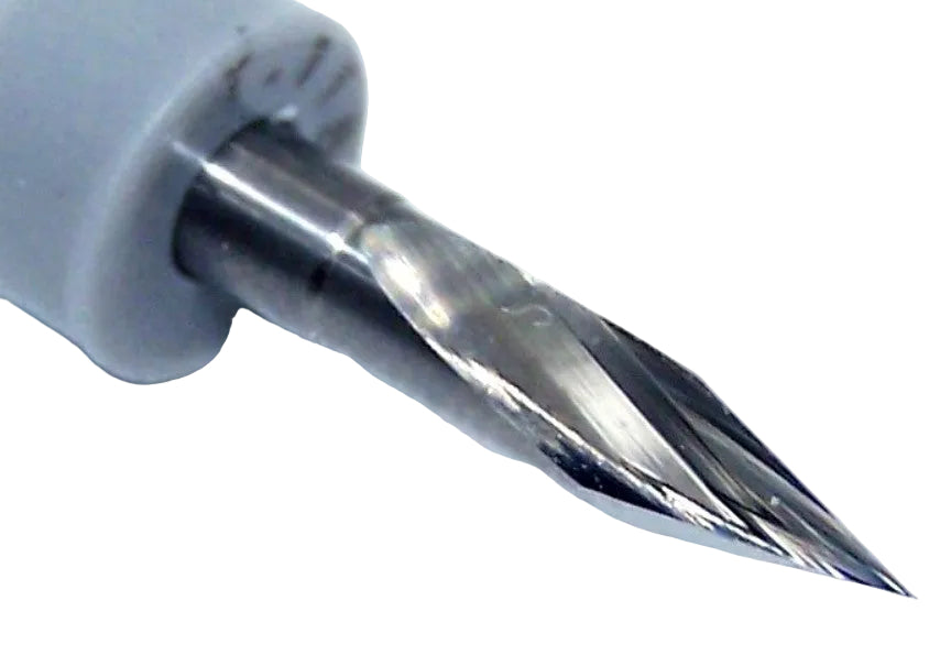 2002.1181.030 Kyocera 30° Carbide 2 Flute Chamfer Engraving tool .1181" Diameter .010" Tip Width 1.50" Length .125" Shank