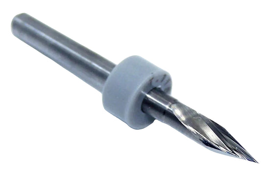 2002.1181.030 Kyocera 30° Carbide 2 Flute Chamfer Engraving tool .1181" Diameter .010" Tip Width 1.50" Length .125" Shank