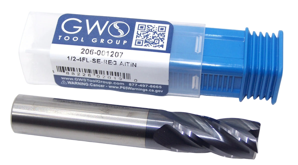 206-001207 Monster Tool 1/2" Carbide 4 Flute End Mill SQ AlTiN Coated .500" Diameter 1.00" Flute 3.00" Length .500" Shank