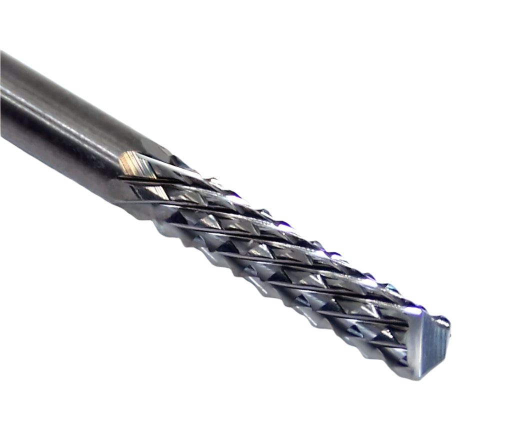 2121-1181.472D Kyocera 3.00mm Carbide Diamond Cut Router Burr Down Cut Drill Point 0.1181" Diameter 0.472" Flute 1.5" Length 0.1181" Shank