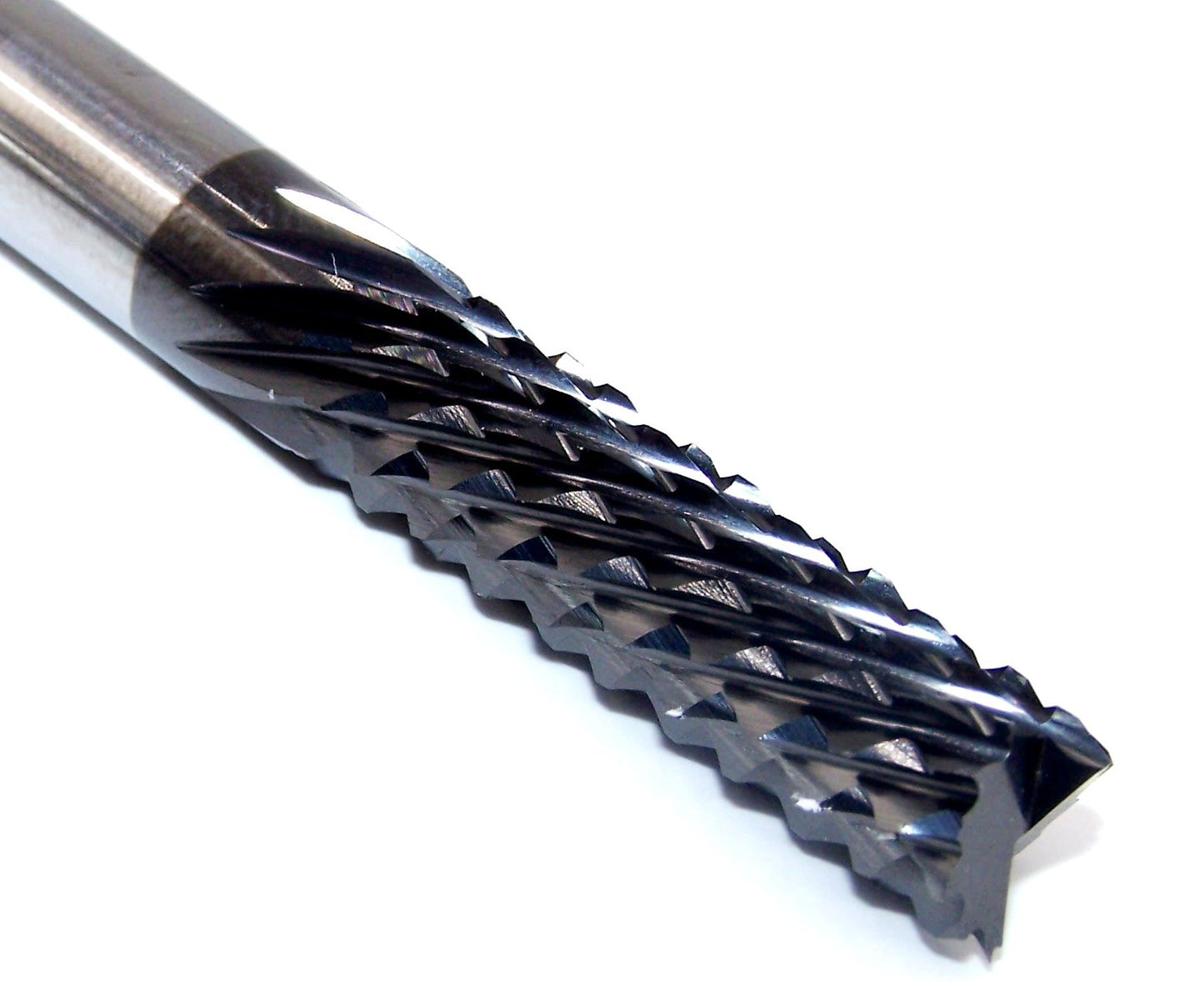 2121-3150D984F Kyocera 8.00mm Carbide Diamond Cut Router Burr Down Cut Fish Tail DLC Coated 0.3150" Diameter 0.984" Flute 2.5" Length 0.3150" Shank