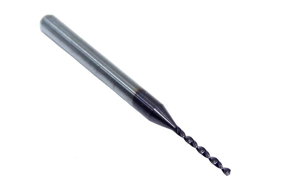 226-0386L400 Kyocera 0.98mm Carbide Drill 2 FLUTE ALTiN Coated 0.0386" Diameter 0.400" Flute 1.50" Length 0.1181" Shank 130° Point