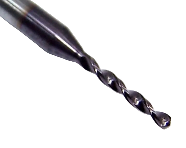 226-0516L400 Kyocera 1.31mm Carbide Drill 2 FLUTE ALTiN Coated 0.0516" Diameter 0.400" Flute 1.50" Length 0.1181" Shank 130° Point