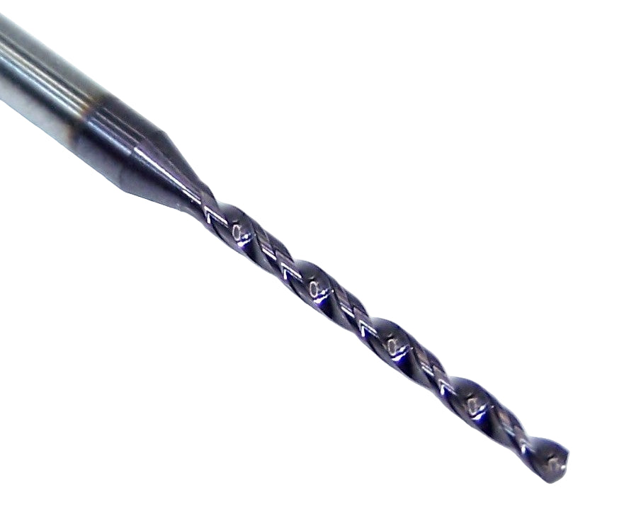226-0610L788 Kyocera 1.55mm Carbide Drill 2 Flute ALTiN Coated 0.0610" Diameter 0.788" Flute 2" Length 0.1181" Shank 130° Point