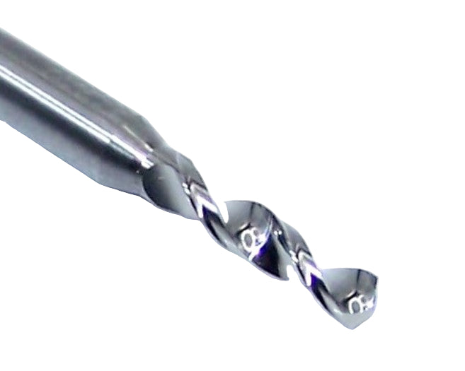 226-0843.400 Kyocera 2.14mm Carbide Drill 2 FLUTE 0.0843" Diameter 0.400" Flute 1.5" Length 0.1181" Shank 130° Point