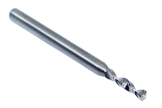 226-0843.400 Kyocera 2.14mm Carbide Drill 2 FLUTE 0.0843" Diameter 0.400" Flute 1.5" Length 0.1181" Shank 130° Point
