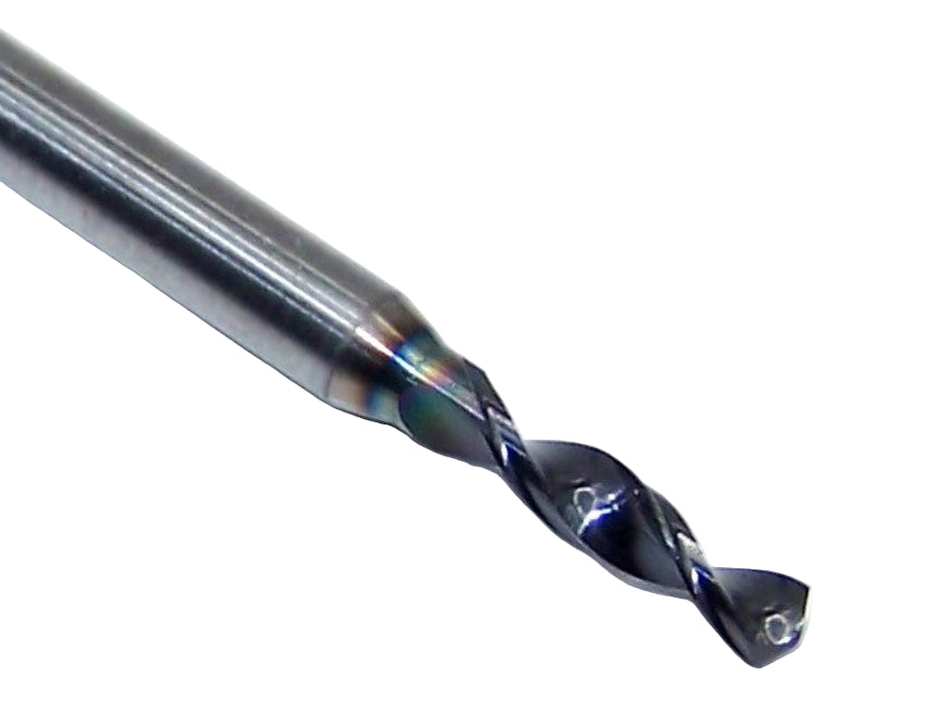 226-0843L400 Kyocera 2.14mm Carbide Drill 2 FLUTE ALTiN Coated 0.0843" Diameter 0.400" Flute 1.5" Length 0.1181" Shank 130° Point