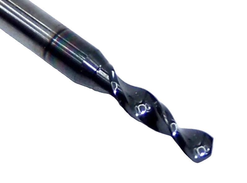 226-0894L400 Kyocera 2.27mm Carbide Drill 2 Flute AlTiN 0.0894" Diameter 0.400" Flute 1.50" Length 0.1181" Shank 130° Point