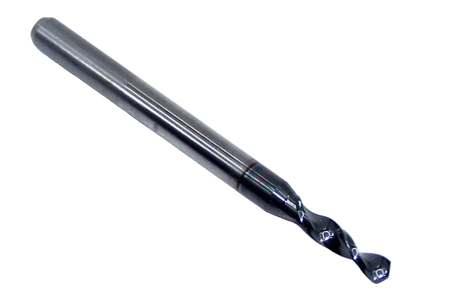 226-0894L400 Kyocera 2.27mm Carbide Drill 2 Flute AlTiN 0.0894" Diameter 0.400" Flute 1.50" Length 0.1181" Shank 130° Point
