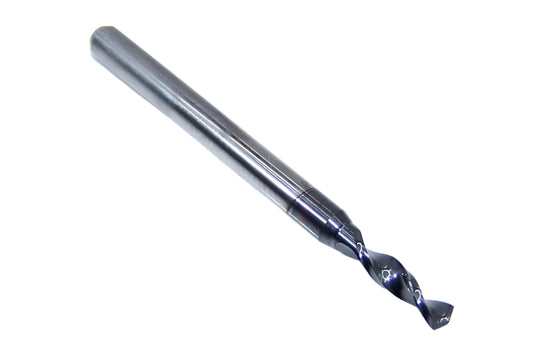 226-0917L400 Kyocera 2.33mm Carbide Drill 2 Flute ALTiN Coated 0.0917" Diameter 0.400" Flute 1.5" Length 0.1181" Shank 130° Point