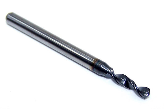 226-0921L400 Kyocera 2.34mm Carbide Drill 2 FLUTE AlTiN coated .0921" Diameter .400" Flute 1.50" Length .1181" Shank 130° Point