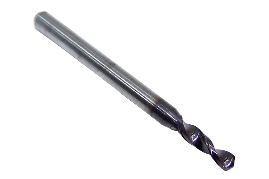 226-0957L400 Kyocera 2.43mm Carbide Drill 2 FLUTE ALTiN Coated 0.0957" Diameter 0.400" Flute 1.50" Length 0.1181" Shank 130° Point