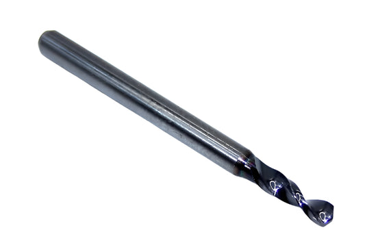 226-0988L400 Kyocera 2.51mm Carbide Drill 2 FLUTE ALTiN Coated 0.0988" Diameter 0.400" Flute 1.5" Length 0.1181" Shank 130° Point