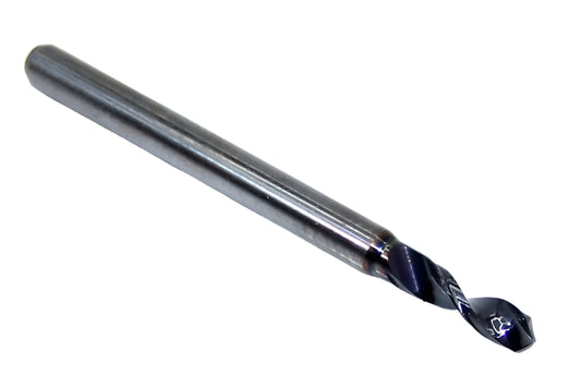 226-0996L400 Kyocera 2.53mm Carbide Drill 2 FLUTE ALTiN Coated 0.0996" Diameter 0.400" Flute 1.5" Length 0.1181" Shank 130° Point