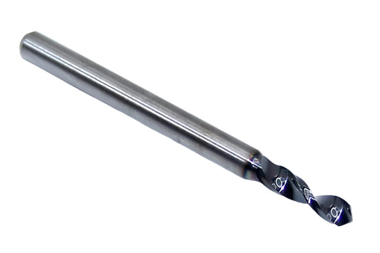 226-1000L400 Kyocera 2.54mm Carbide Drill 2 FLUTE ALTiN Coated 0.1000" Diameter 0.400" Flute 1.5" Length 0.1181" Shank 130° Point