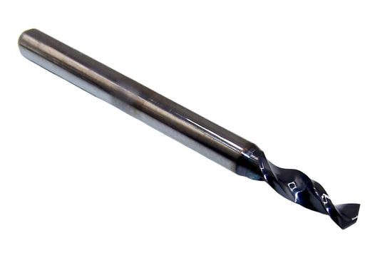 226-1020L400 Kyocera 2.59mm Carbide Drill 2 Flute AlTiN coated .1020" Diameter .400" Flute 1.50" Length .1181" Shank 130° Point