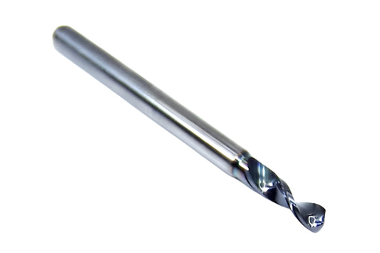 226-1031L400 Kyocera 2.62mm Carbide 2 Flute Drill PCB Type ALTiN Coated 0.1031" Diameter 0.400" Flute 1.5" Length 0.1181" Shank 130° Point