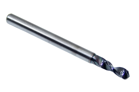 226-1035L400 Kyocera 2.63mm Carbide 2 Flute Drill ALTiN Coated 0.1035" Diameter 0.400" Flute 1.5" Length 0.1181" Shank 130° Point