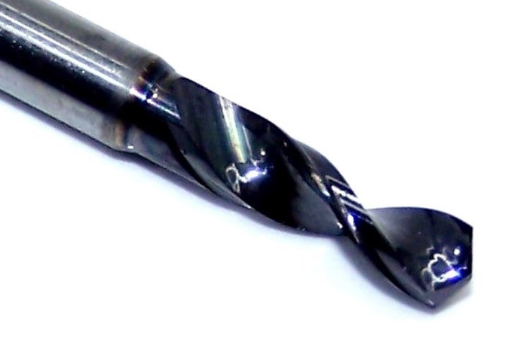 226-1039L400 Kyocera 2.64mm Carbide Drill 2 FLUTE ALTiN Coated 0.1039" Diameter 0.400" Flute 1.5" Length 0.1181" Shank 130° Point